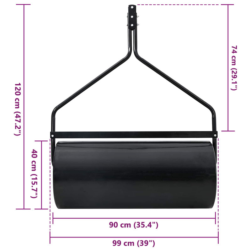 Walec do trawnika Czarny 120 x 99 cm Żelazo