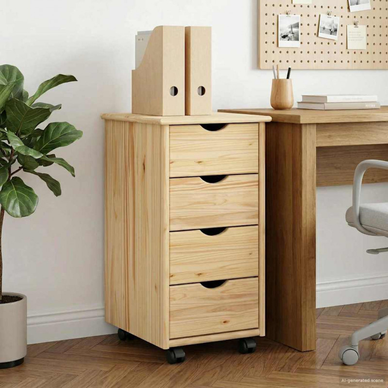 Rolkowa szafka Brązowy 65,5 x 34 x 39 cm Lite drewno sosnowe