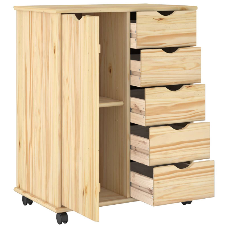 Rolkowa szafka Brązowy 63,5 x 39 x 79 cm Lite drewno sosnowe