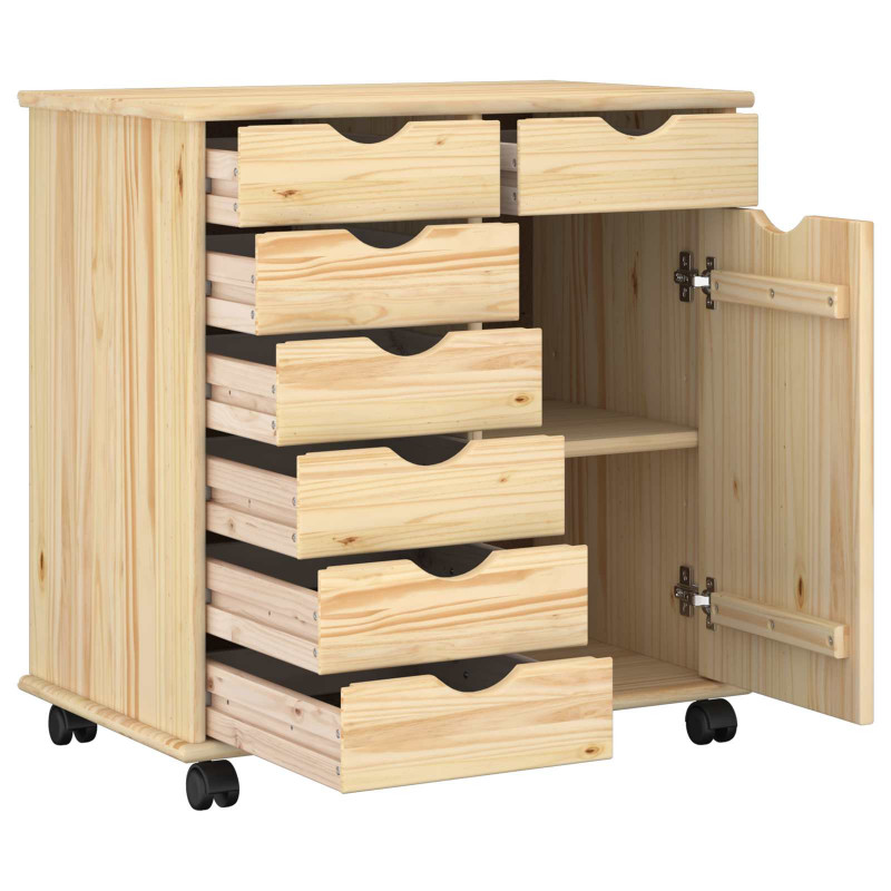 Rolkowa szafka Brązowy 63,5 x 39 x 65,5 cm Lite drewno sosnowe