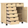 Rolkowa szafka Brązowy 63,5 x 39 x 65,5 cm Lite drewno sosnowe