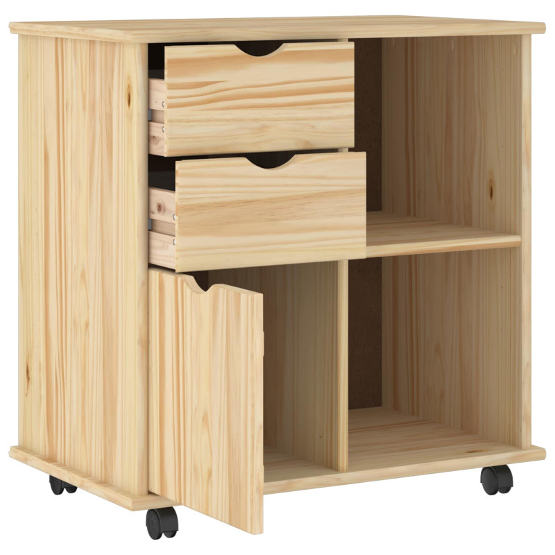 Rolkowa szafka Brązowy 63,5 x 39 x 65,5 cm Lite drewno sosnowe