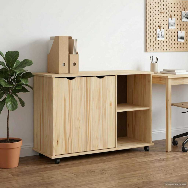 Rolkowa szafka Brązowy 100 x 39 x 65,5 cm Lite drewno sosnowe