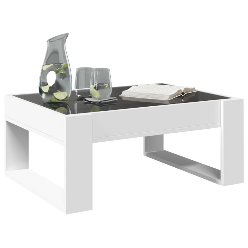 Stolik kawowy z LED Infinity, biały, 70x53x30 cm