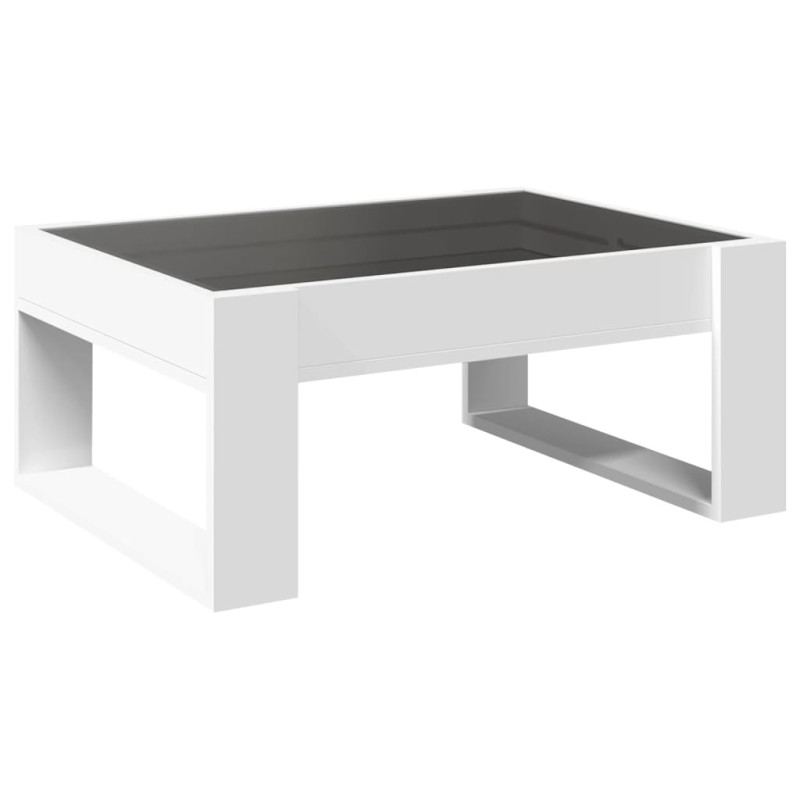Stolik kawowy z LED Infinity, biały, 70x53x30 cm