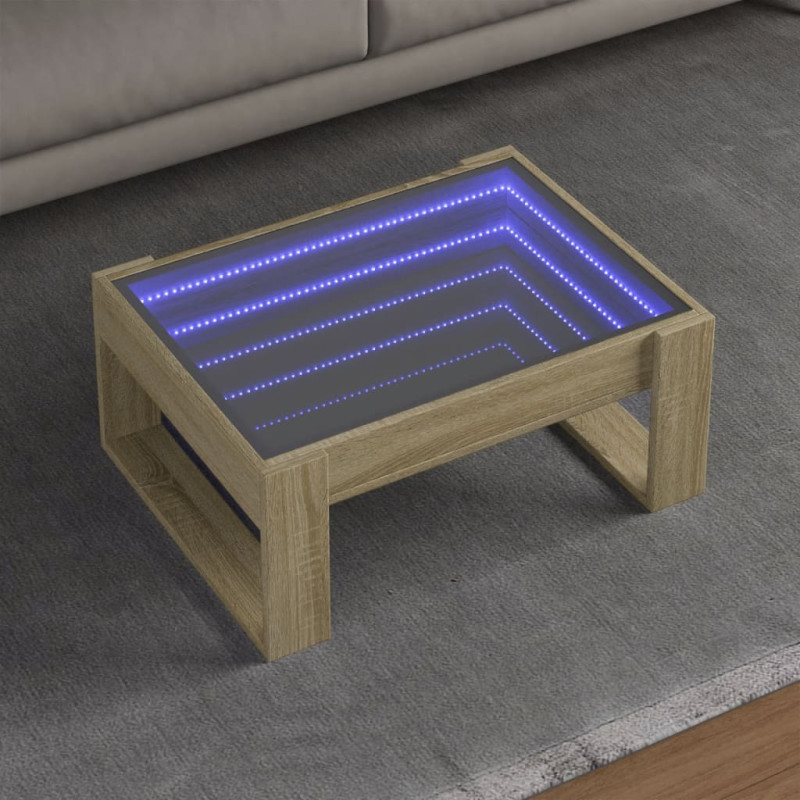 Stolik kawowy z LED Infinity, dąb sonoma, 70x53x30 cm