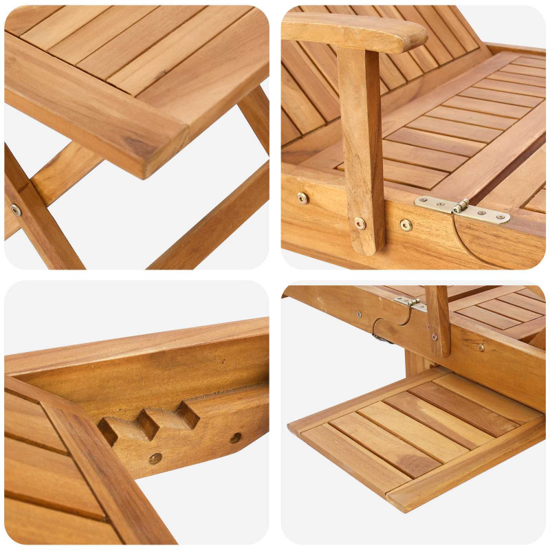 Leżak ze stolikiem 2 pcs brązowy 40 x 40 x 40 cm