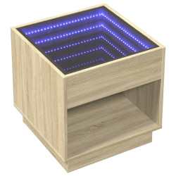 Stolik kawowy z LED Infinity, dąb sonoma, 50x50x50 cm