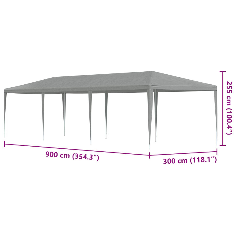 Namiot Imprezowy Jasnoszary 900 x 300 x 255 cm PE i stal