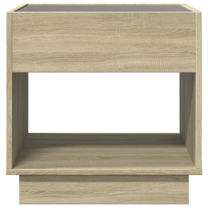 Stolik kawowy z LED Infinity, dąb sonoma, 50x50x50 cm