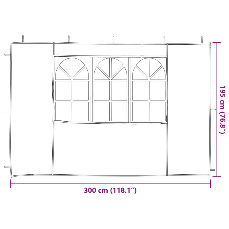 Ściana boczna namiotu na imprezy 2 pcs 300 x 195 cm czerwony