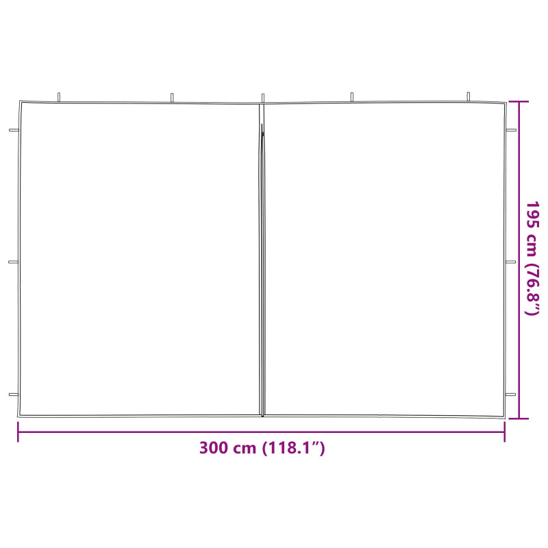 Ściana boczna namiotu na imprezy 2 pcs czerwony 300 x 195 cm