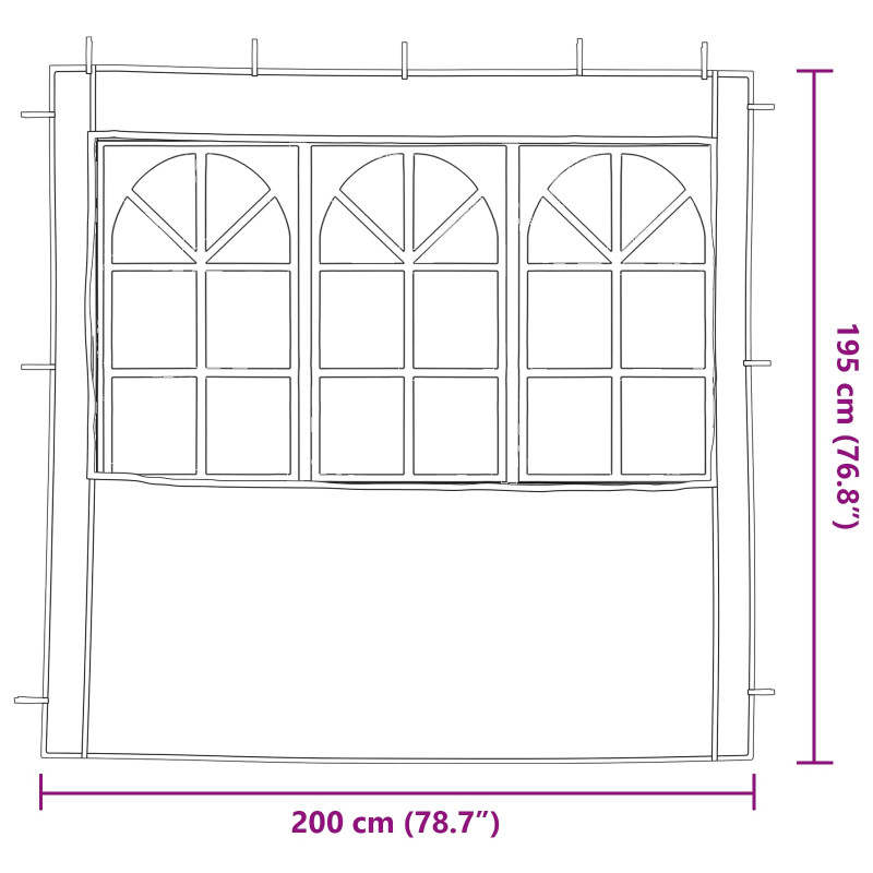 Ściana boczna namiotu na imprezy 2 pcs 200 x 195 cm Biały