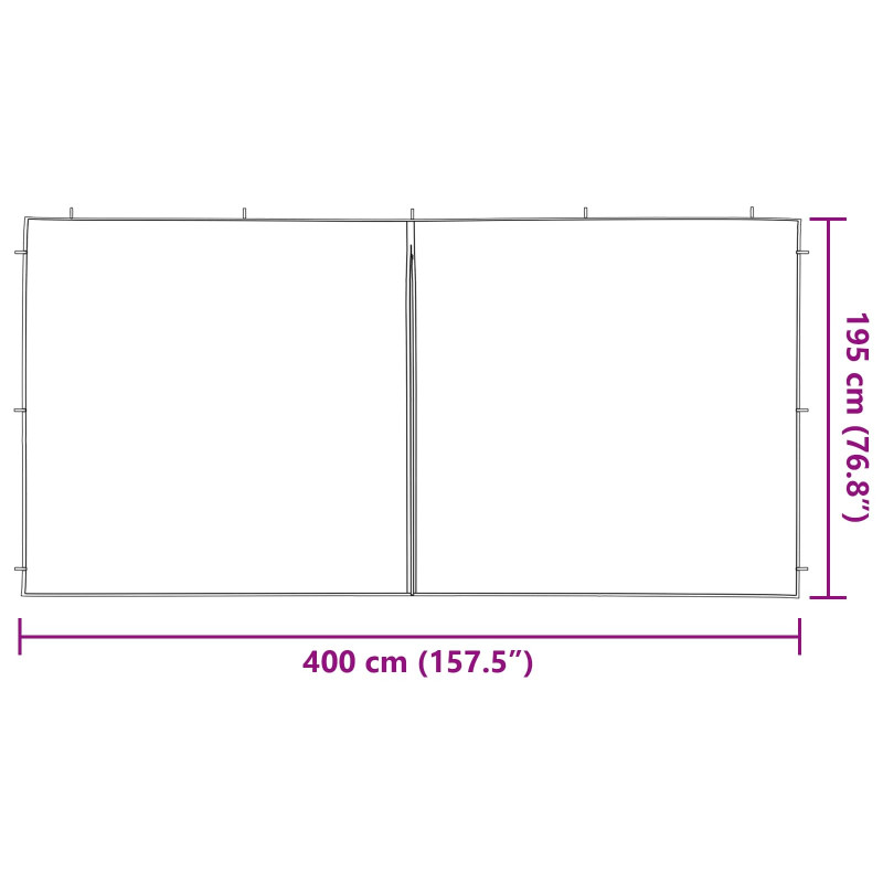 Ściana boczna namiotu na imprezy 2 pcs niebieski 400 x 195 cm
