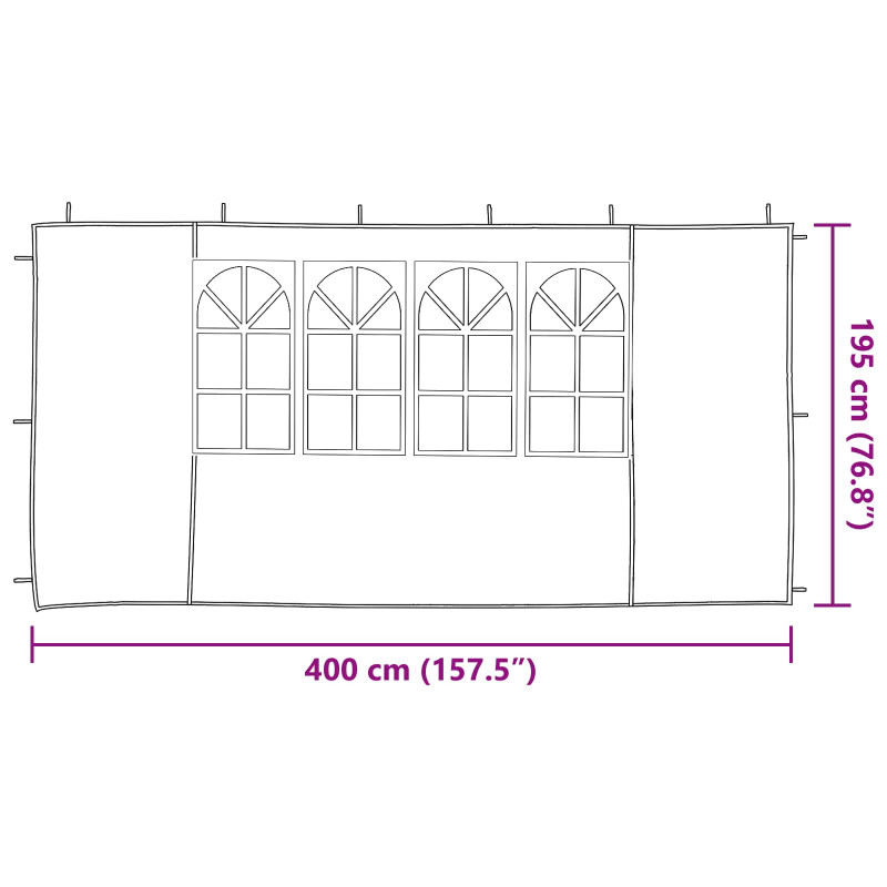 Ściana boczna namiotu na imprezy 2 pcs 400 x 195 cm czerwony