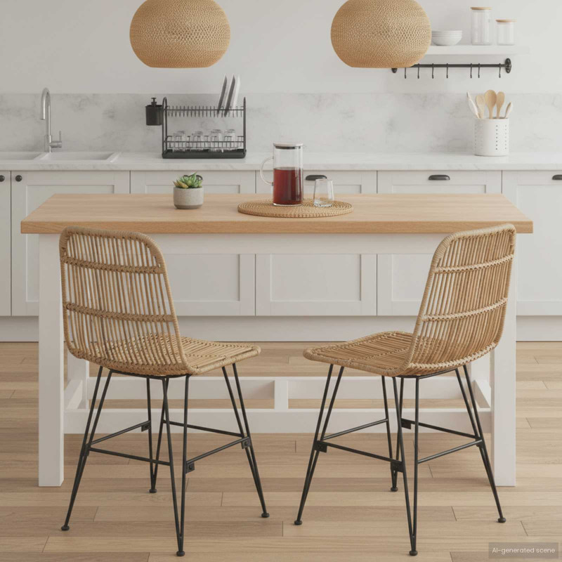 Krzesło jadalniane 2 pcs naturalny 41 x 55 x 85 cm