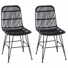 Krzesło jadalniane 2 pcs Czarny 41 x 55 x 85 cm Rattan i Stal