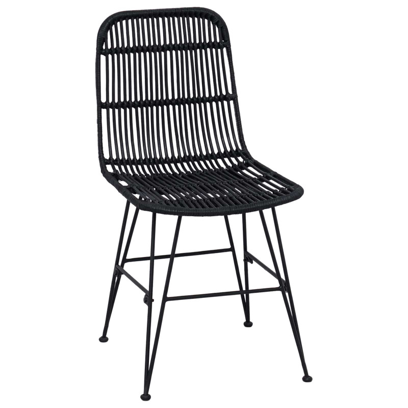 Krzesło jadalniane 2 pcs Czarny 41 x 55 x 85 cm Rattan i Stal