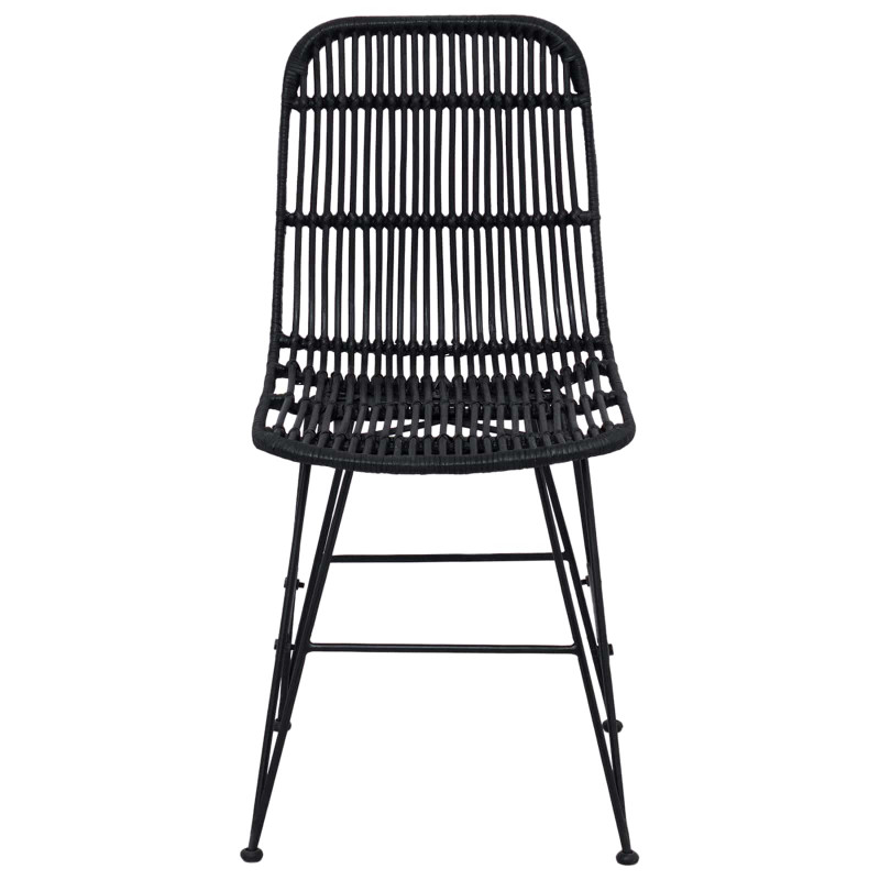Krzesło jadalniane 2 pcs Czarny 41 x 55 x 85 cm Rattan i Stal