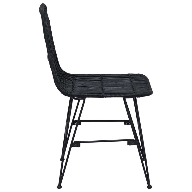 Krzesło jadalniane 2 pcs Czarny 41 x 55 x 85 cm Rattan i Stal