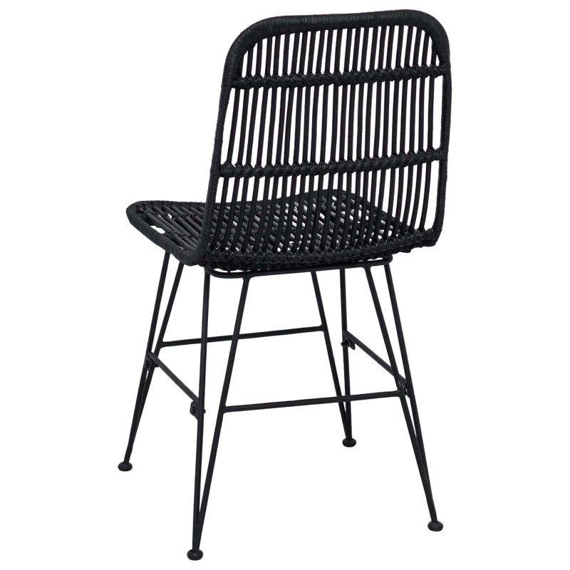 Krzesło jadalniane 2 pcs Czarny 41 x 55 x 85 cm Rattan i Stal