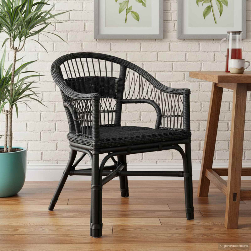 Krzesło składane Czarny 60 x 60 x 81 cm rattan