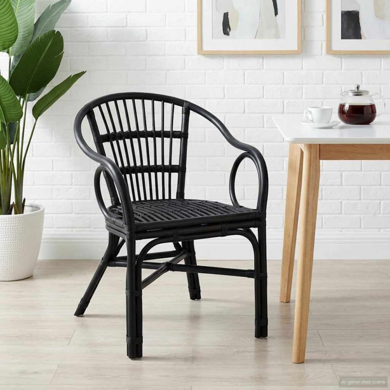 Krzesło składane Czarny 58 x 60 x 81 cm rattan