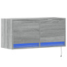 Ścienna szafka TV z LED, szary dąb sonoma, 80x31x35 cm