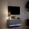 Ścienna szafka TV z LED, szary dąb sonoma, 80x31x35 cm