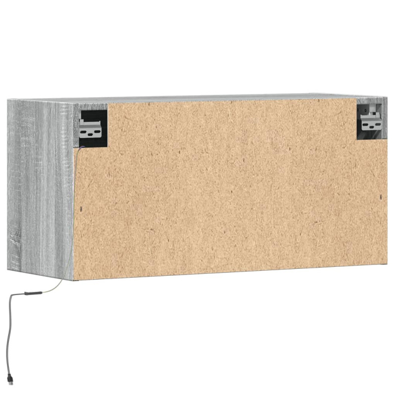 Ścienna szafka TV z LED, szary dąb sonoma, 80x31x35 cm