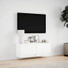 Ścienna szafka TV z LED, biała, 100x31x35 cm