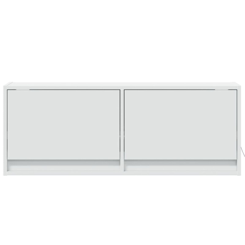 Ścienna szafka TV z LED, biała, 100x31x35 cm