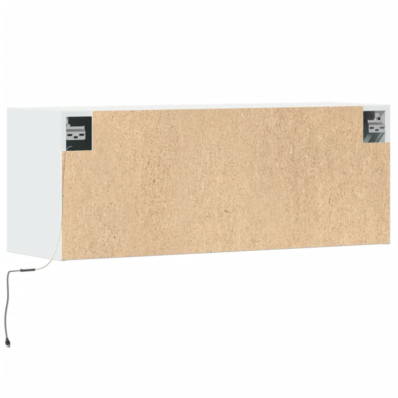 Ścienna szafka TV z LED, biała, 100x31x35 cm