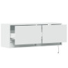 Ścienna szafka TV z LED, biała, 100x31x35 cm