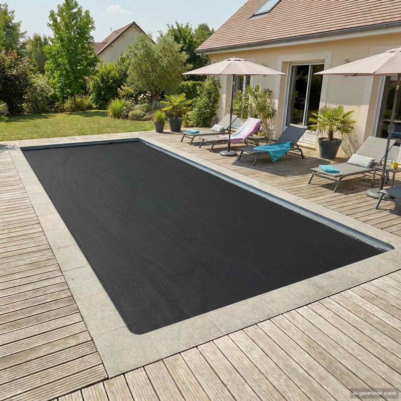 Pokrywa na basen Wysokiej Jakości Czarny 800 x 400 cm PE