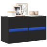 Ścienna szafka TV z LED, czarna, 80x31x45 cm