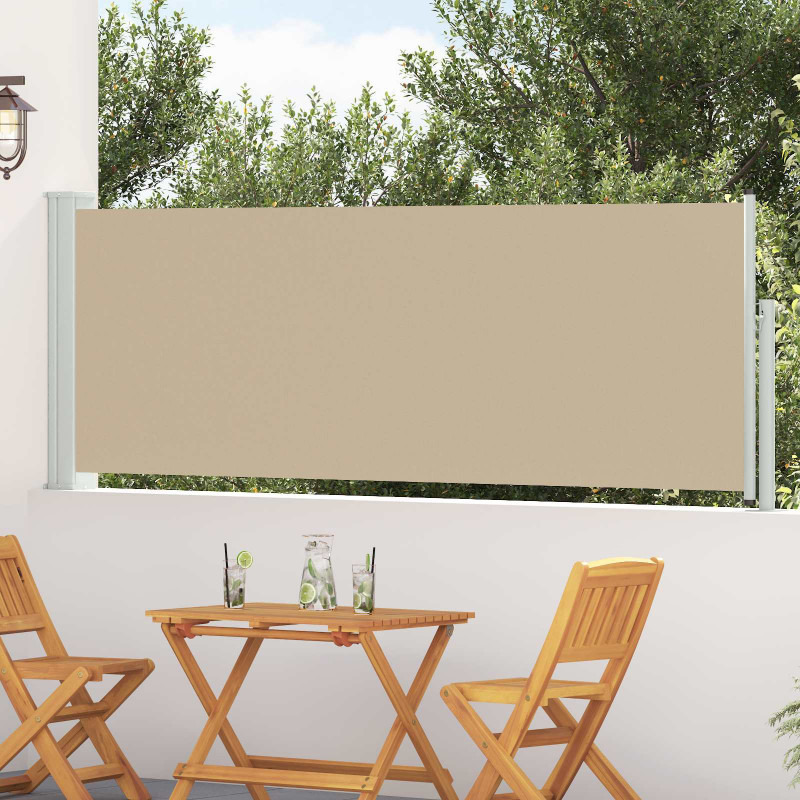 Rozkładany boczny markiz Beżowy 300 x 100 cm Poliester