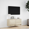 Ścienna szafka TV z LED, dąb sonoma, 80x31x35 cm
