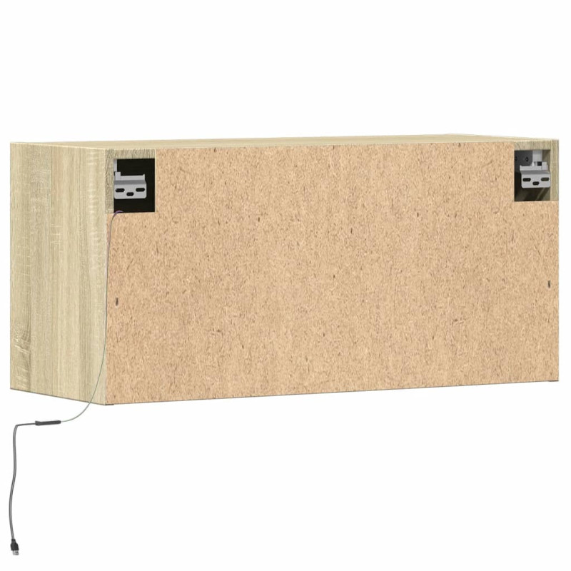 Ścienna szafka TV z LED, dąb sonoma, 80x31x35 cm