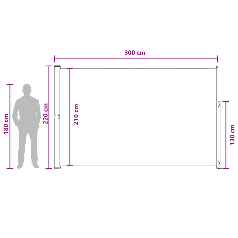 Rozkładany boczny markiz Beżowy 300 x 220 cm Poliester