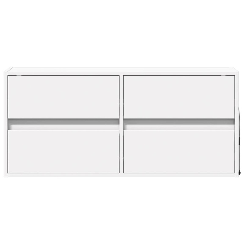 Ścienna szafka TV z LED, biała, 100x31x45 cm