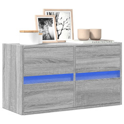 Ścienna szafka TV z LED, szary dąb sonoma, 80x31x45 cm