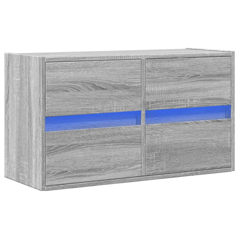 Ścienna szafka TV z LED, szary dąb sonoma, 80x31x45 cm