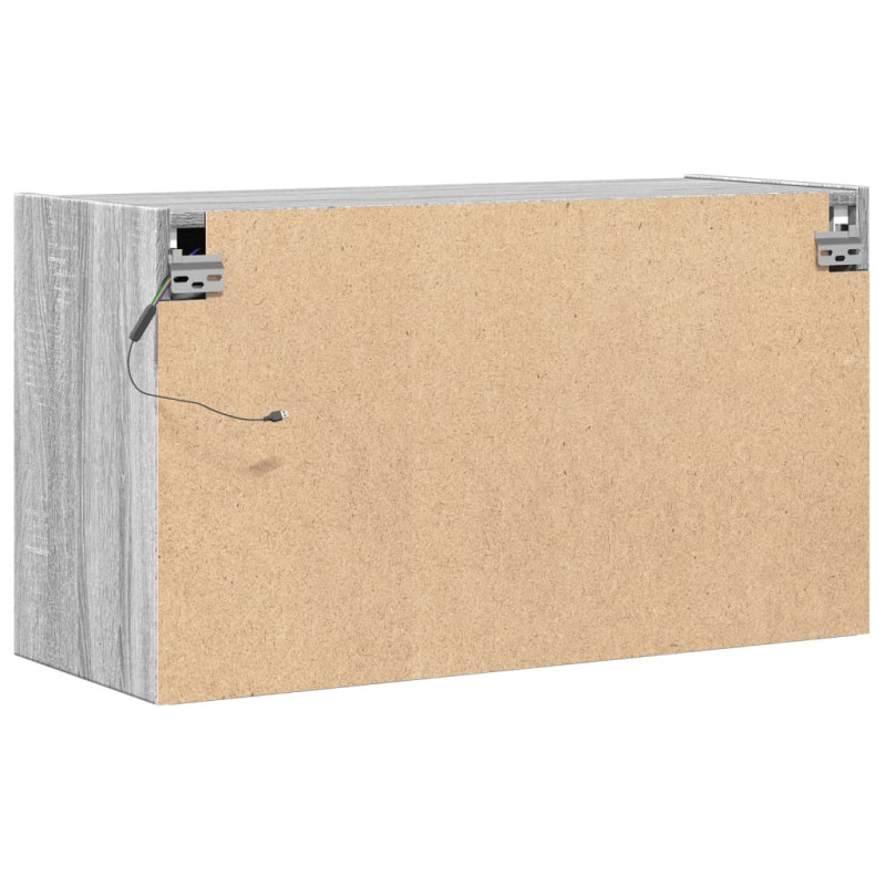 Ścienna szafka TV z LED, szary dąb sonoma, 80x31x45 cm