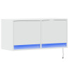 Ścienna szafka TV z LED, biała, 80x31x35 cm