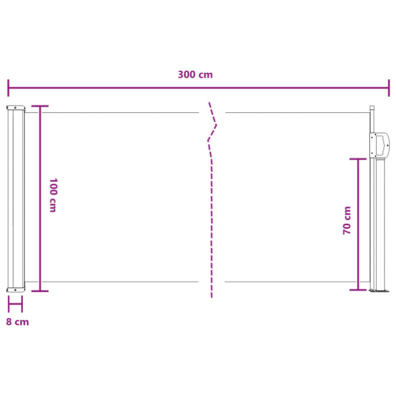 Rozkładany boczny markiz piaskowy 300 x 100 cm Poliester
