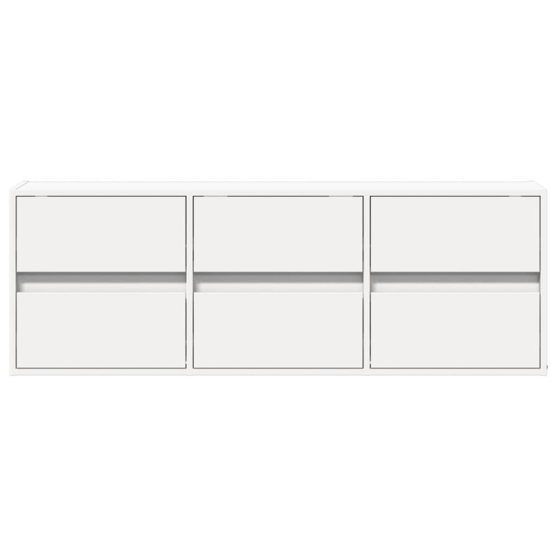Ścienna szafka TV z LED, biała, 130x31x45 cm