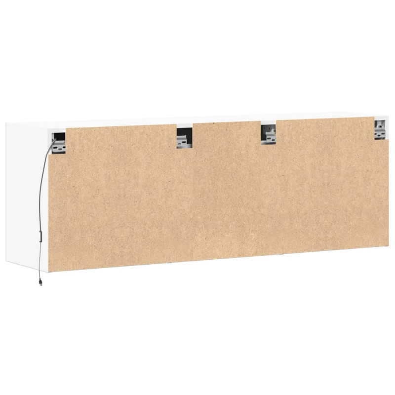 Ścienna szafka TV z LED, biała, 130x31x45 cm