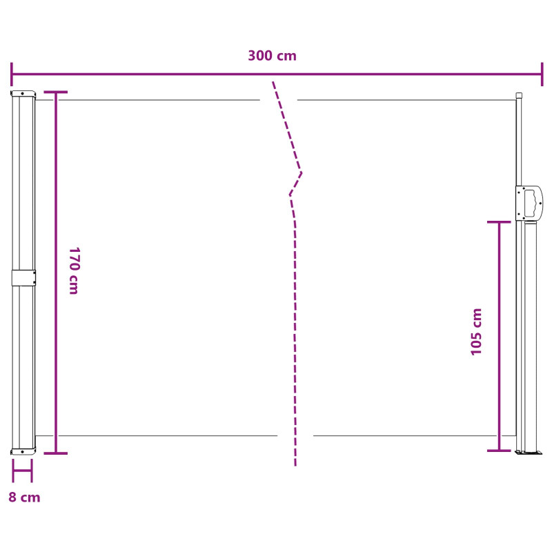 Rozkładany boczny markiz piaskowy 300 x 170 cm Poliester