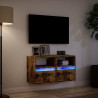 Ścienne szafki TV z LED, 2 szt., przydymiony dąb, 41x31x45 cm